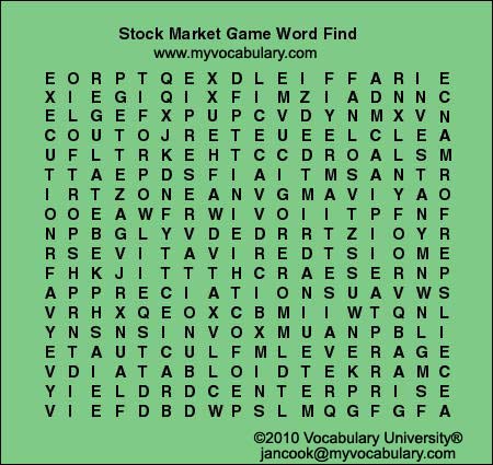 stock market terms crossword puzzle