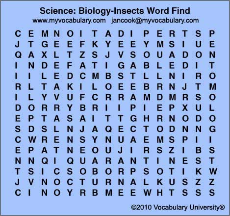 biology word search answers